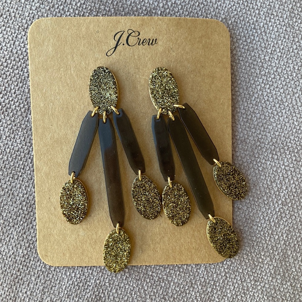 Never worn j. crew dangle earrings. Brown and gold.